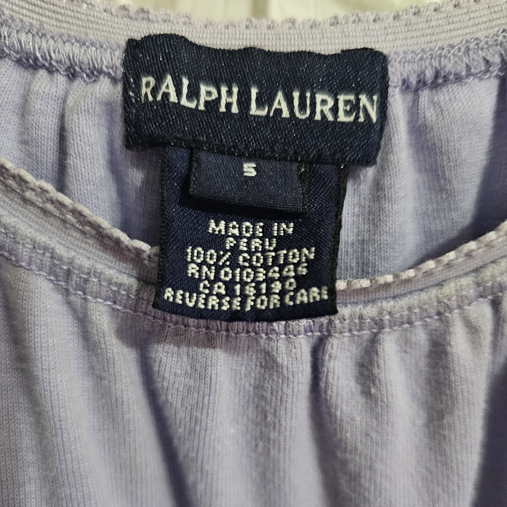 Ralph Lauren Lilac Dress with Floral Embroidery Design Girl's 5 - Picture 3 of 6